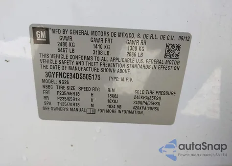 2013 Cadillac Srx Luxury Collection from USA, damaged, VIN 3GYFNCE34DS505175